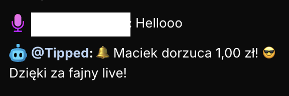 Wiadomość na czacie Kick